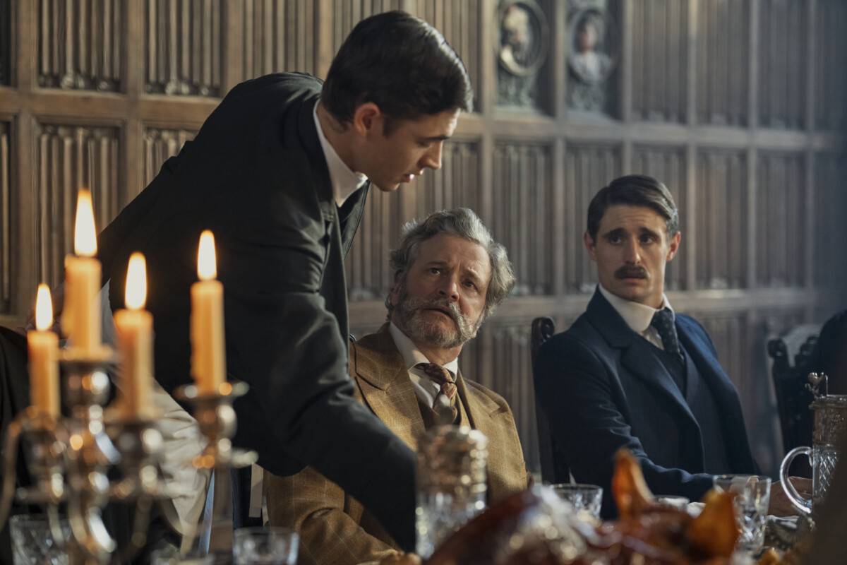 Prime Video_Young Sherlock_S1_Hero Fiennes Tiffin_Dónal Finn_Colin Firth (Photo credit_ Dan Smith)