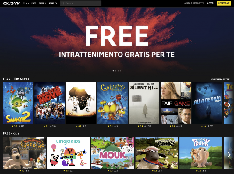 Rakuten TV, il grande cinema gratis per tutti