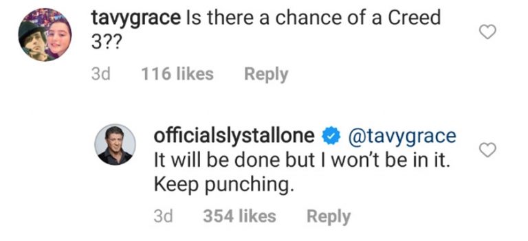“Creed III”: Sylvester Stallone conferma che non farà parte del terzo episodio
