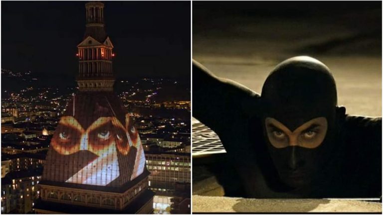 “Diabolik” invade Torino: le immagini del film vestono la Mole Antonelliana