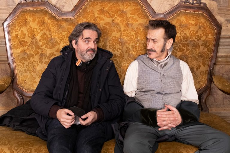 Marco Giallini ed Edoardo Falcone sul set de Il principe di roma