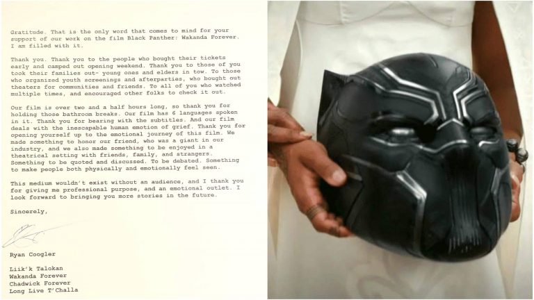 Black Panther: Wakanda Forver: il regista Ryan Coogler ringrazia i fan con una lettera