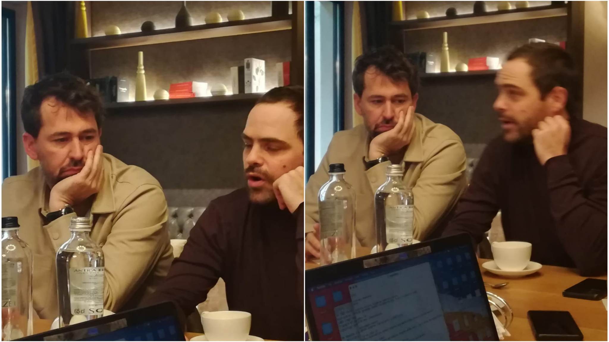 incontro stampa peter lanzani e santiago mitre seduti ad un tavolo