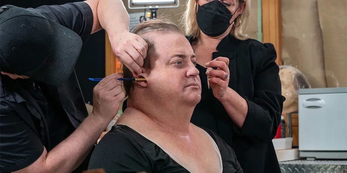 brendan fraser al trucco per the whale