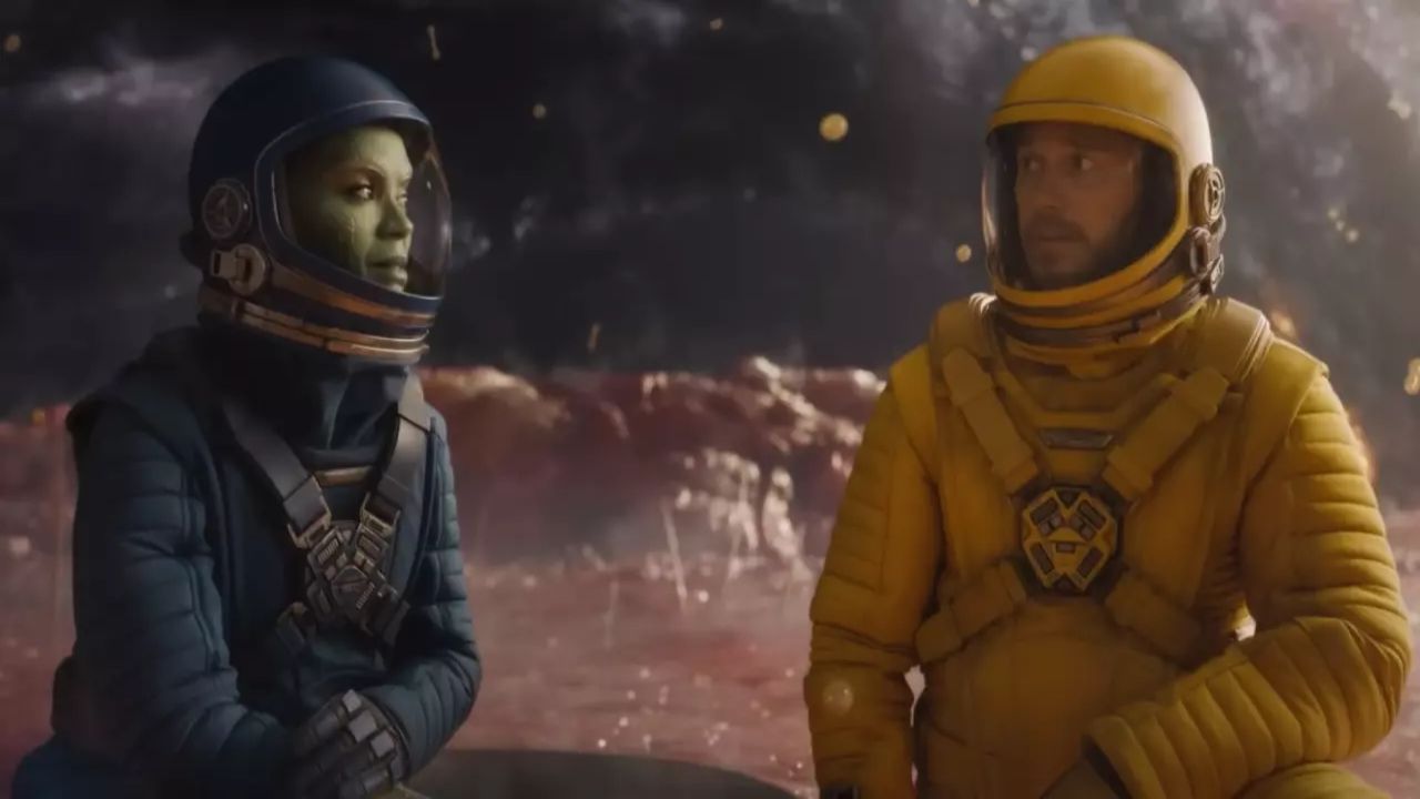 Chris Pratt e Zoe Saldana in Guardiani della Galassia Vol.3 -