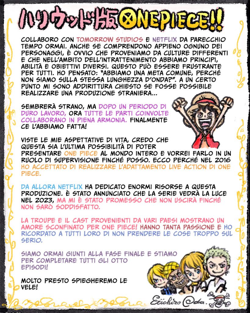 lettera Eiichiro Oda