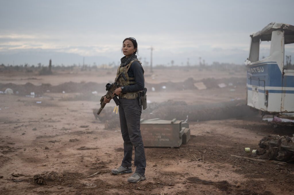 Zoe Saldana as Joe in Lioness Season 1 streaming on Paramount+, 2023. Photo Credit: Lynsey Addario/Paramount+