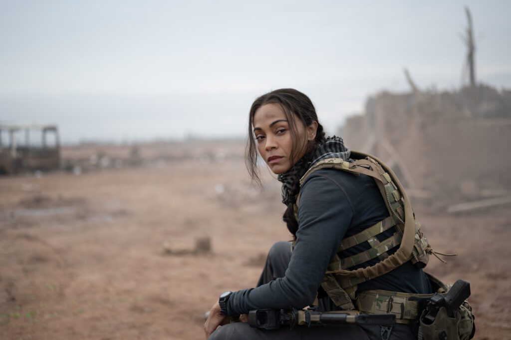 Zoe Saldana as Joe in Lioness Season 1 streaming on Paramount+, 2023. Photo Credit: Lynsey Addario/Paramount+
