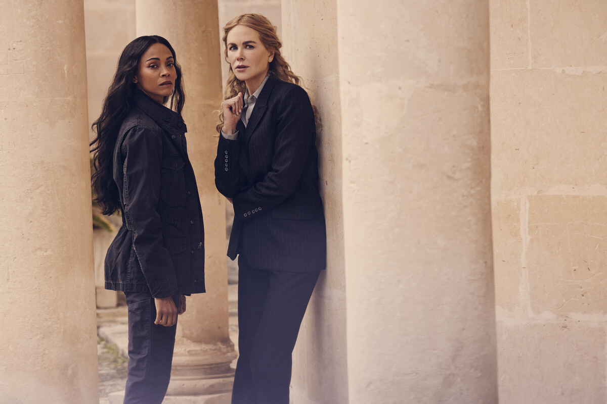 Zoe Saldana as Joe and Nicole Kidman as Kaitlyn Meade in Lioness season 1, streaming on Paramount+, 2023. Photo credit: Ramona Rosales/Paramount+