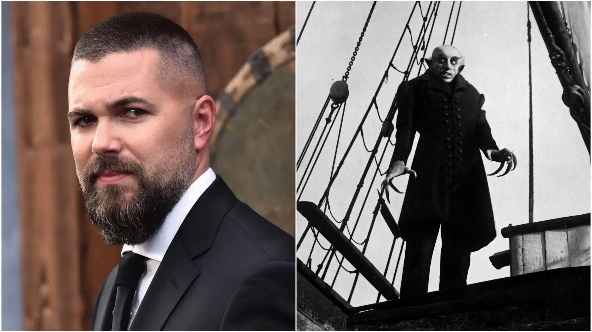 collage immagini Nosferatu e Robert Eggers