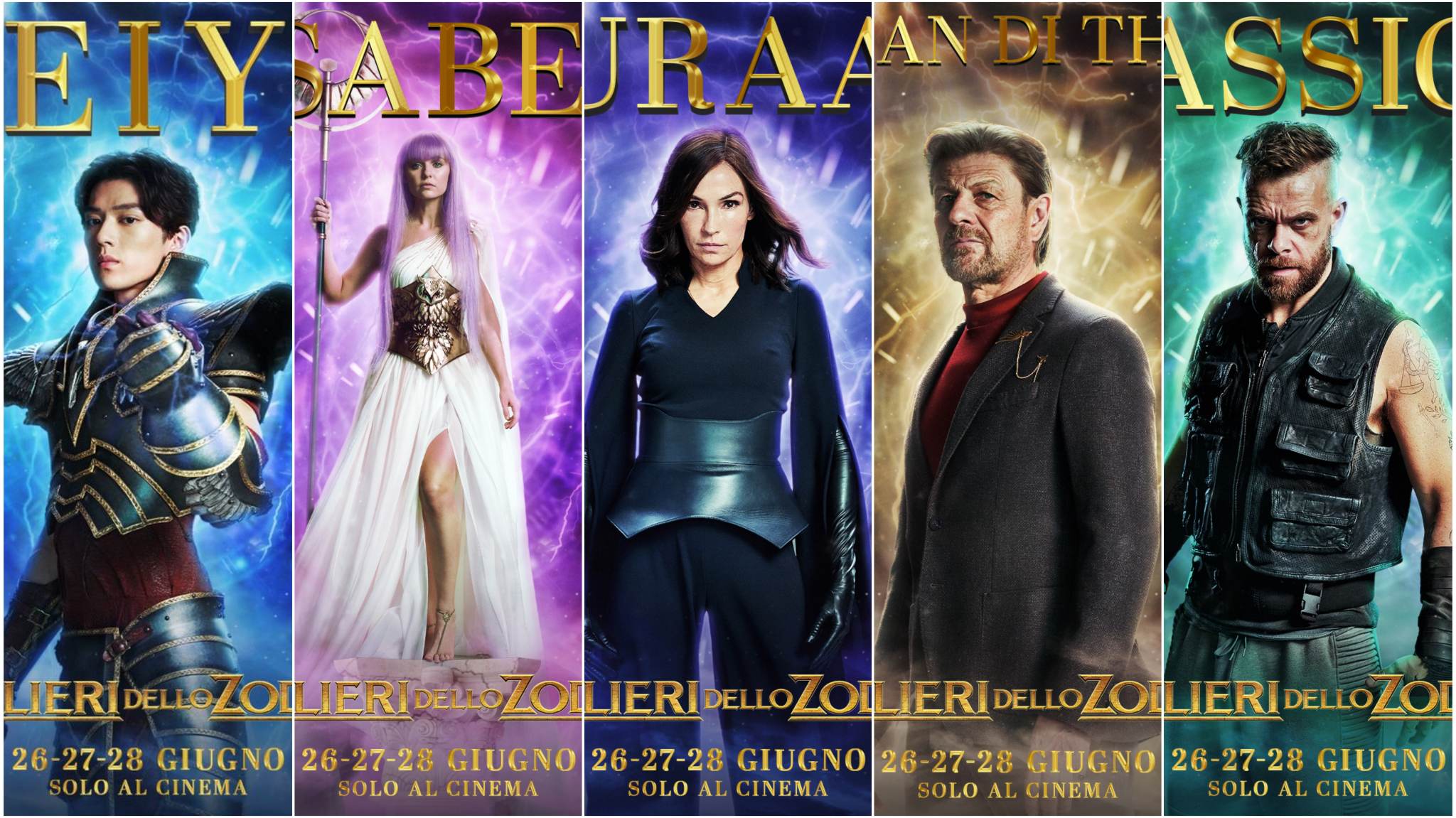 collage character poster italiani live action i cavalieri dello zodiaco