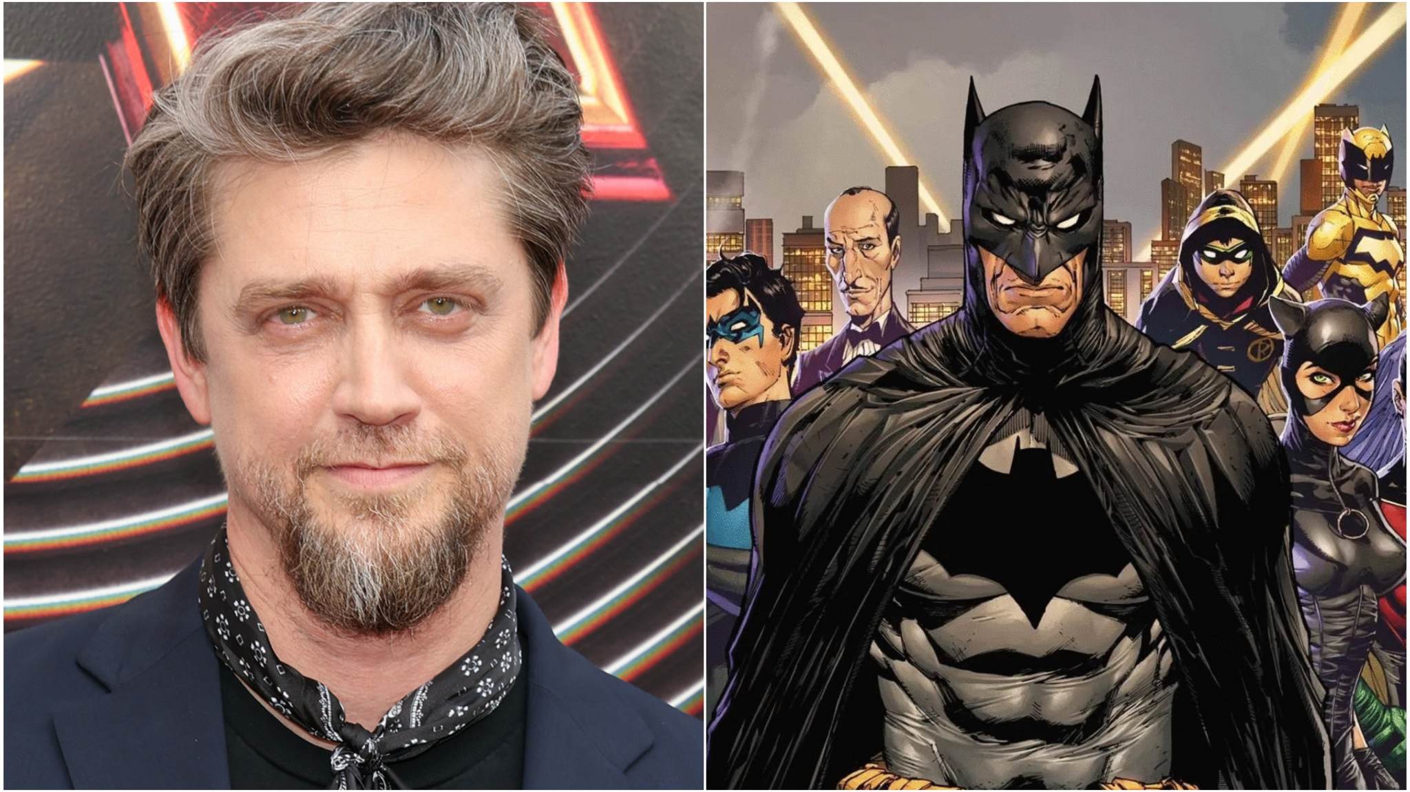 collage immagini Andy Muschietti e Batman