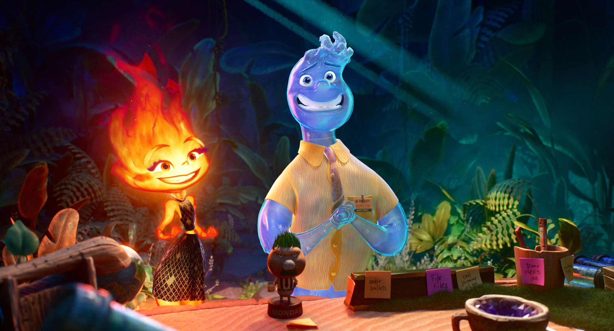 i personaggi di ember e wade in elemental