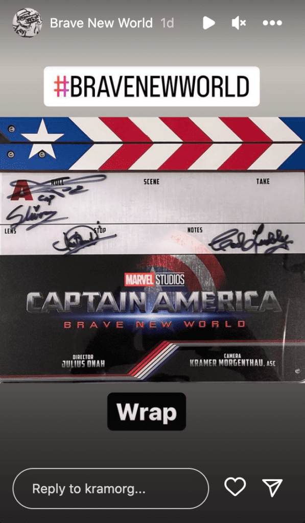 Captain America Brave New Order - fine riprese