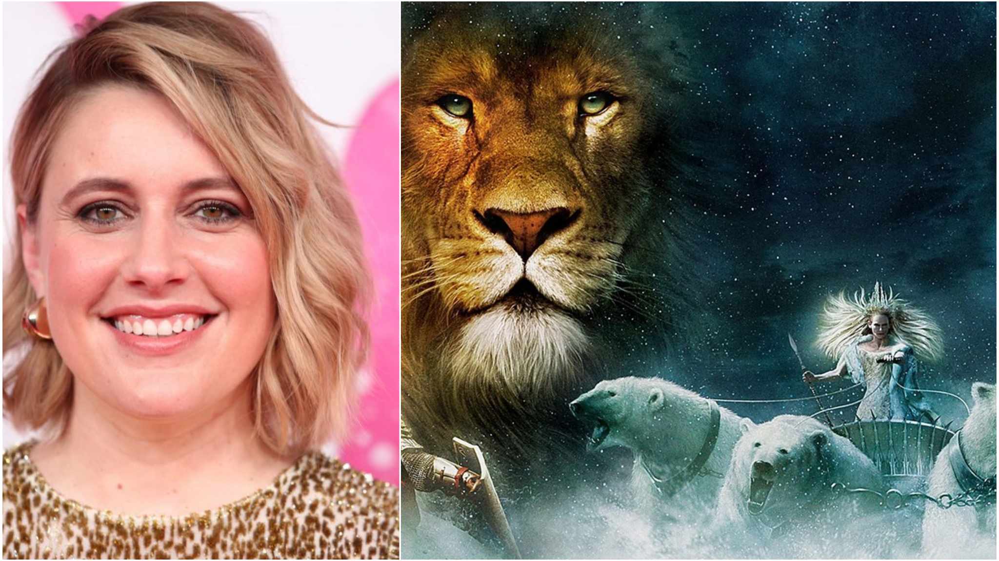 collage immagini greta gerwig e le cronache di narnia