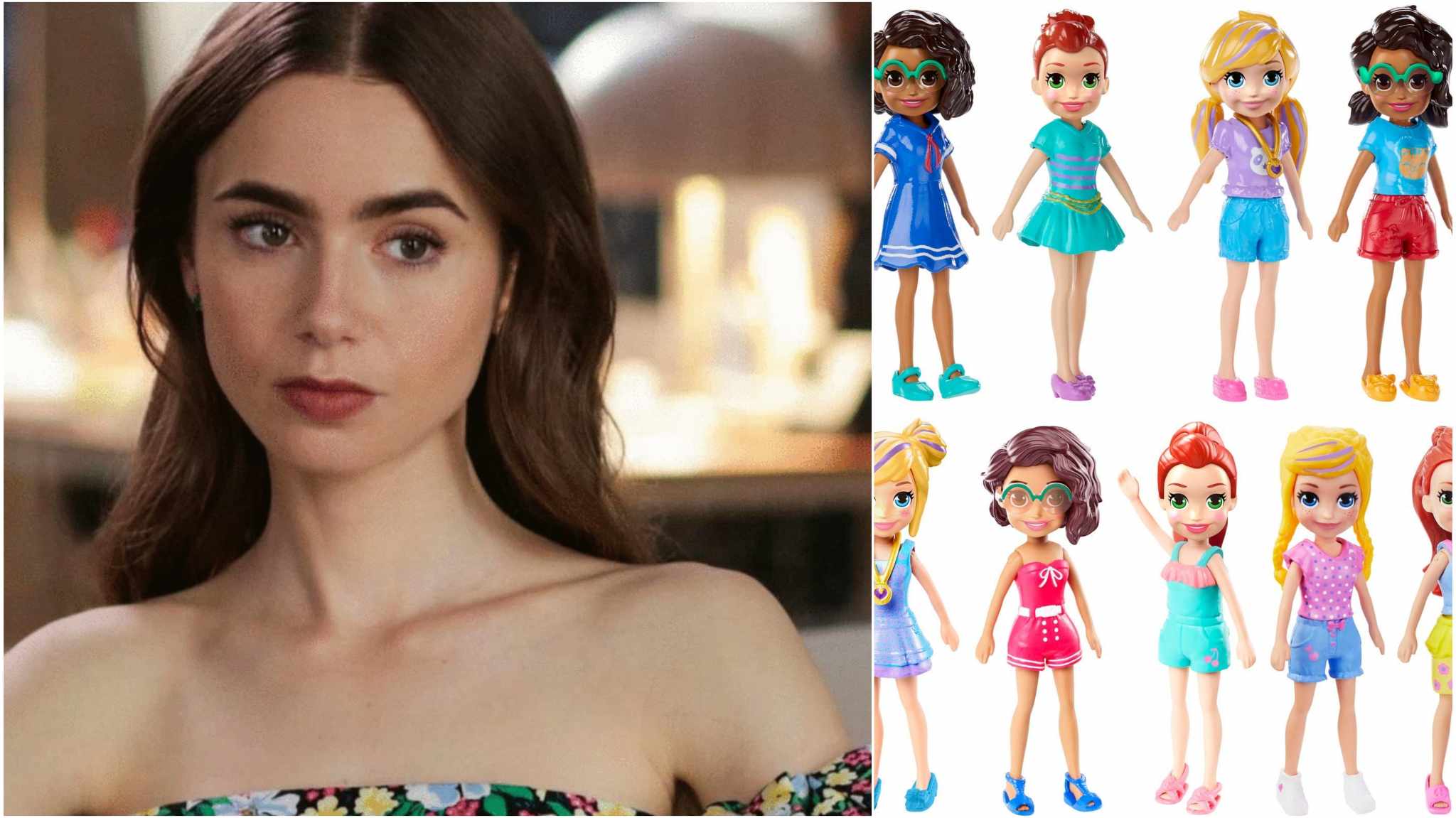collage immagini lily collins e polly pocket