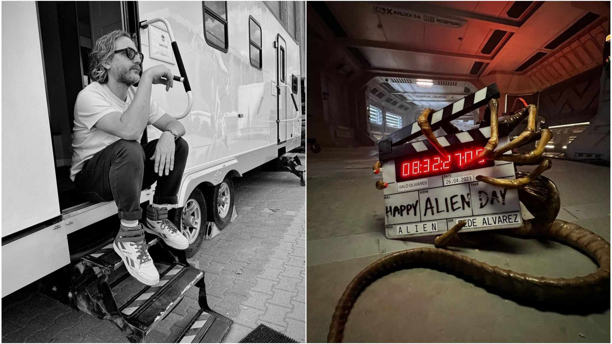 collage immagini fede alvarez e ciak di alien