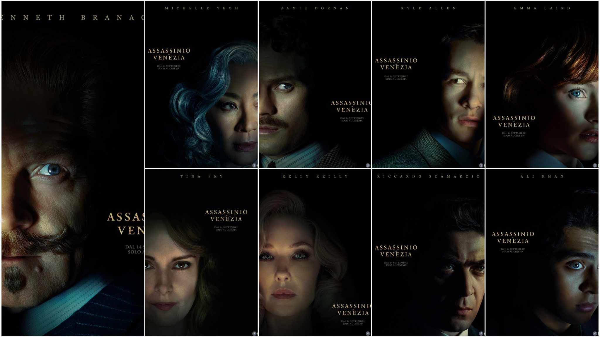 collage nuovi character poster italiani assassinio a venezia
