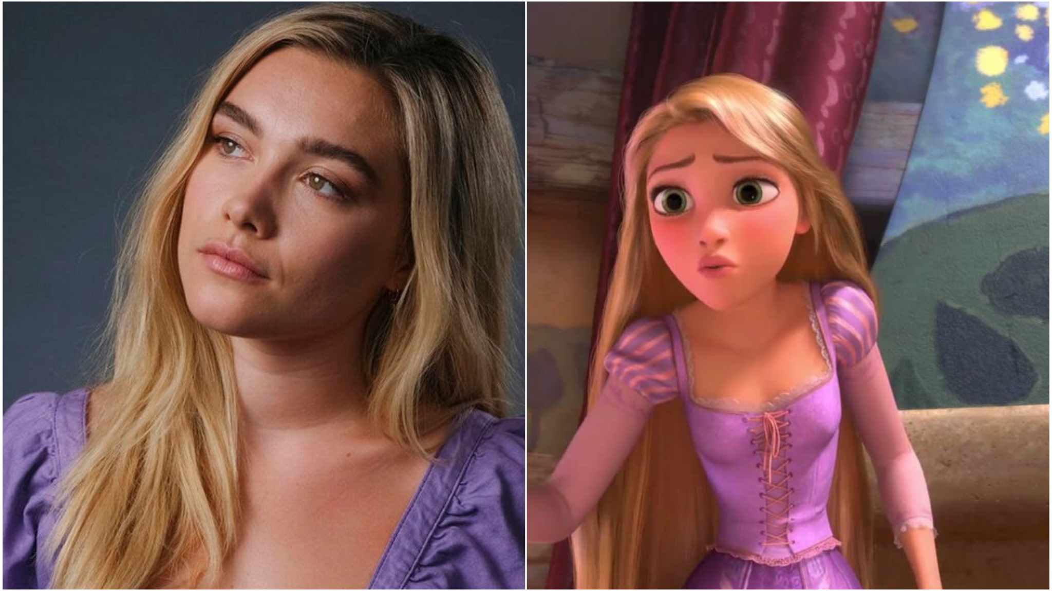 collage immagine rapunzel e florence pugh