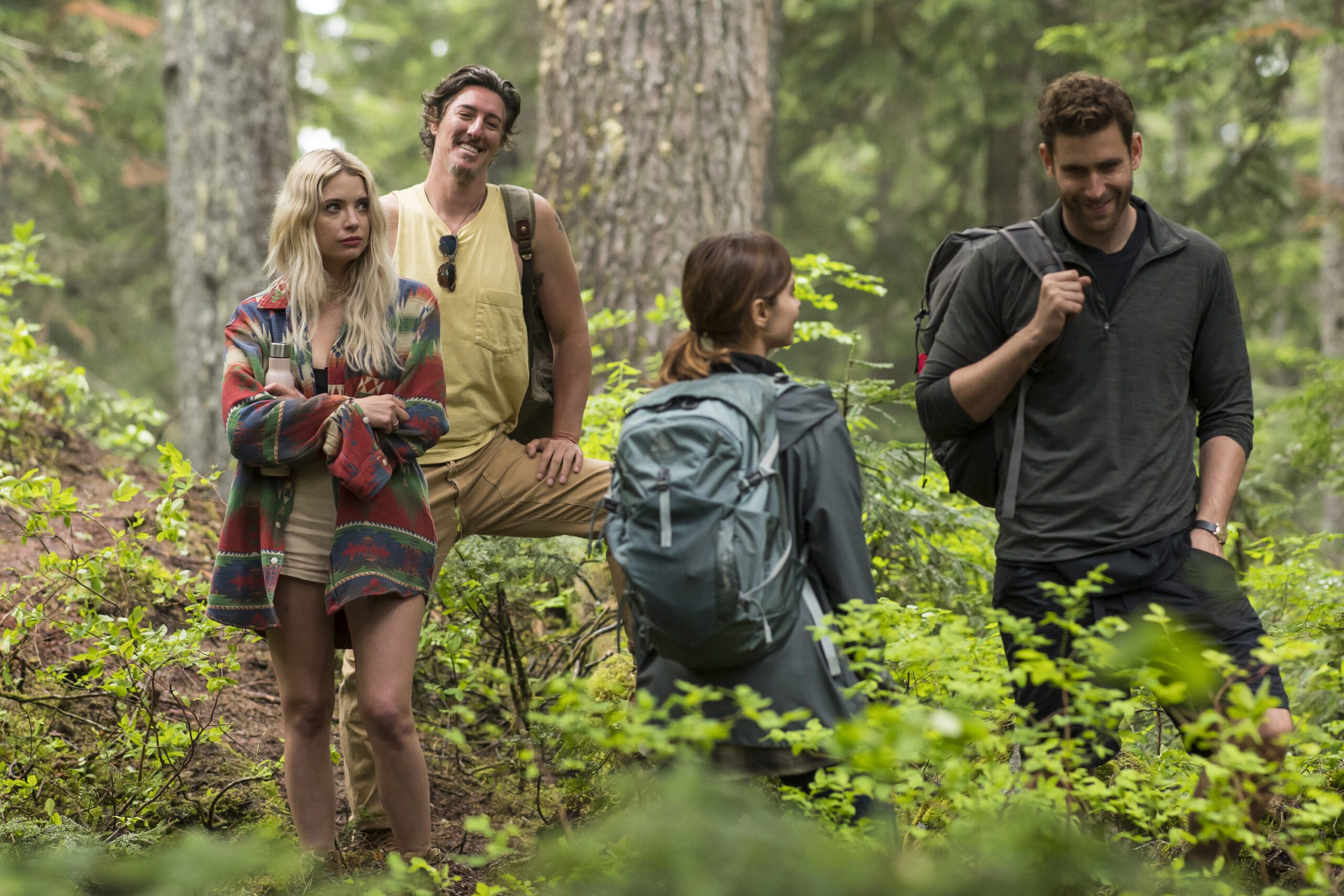 (L-R): Ashley Benson as Cara, Eric Balfour as Garth, Jenna Coleman as Liv Taylor, Oliver Jackson-Cohen as Will Taylor