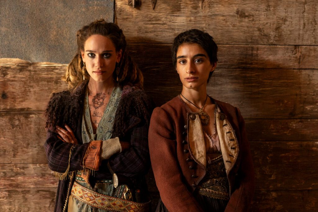 Briganti. (L to R) Matilda Lutz as Michelina, Michela De Rossi as Filomena in episode 106 of Briganti. Cr. Francesco Berardinelli/Netflix © 2023