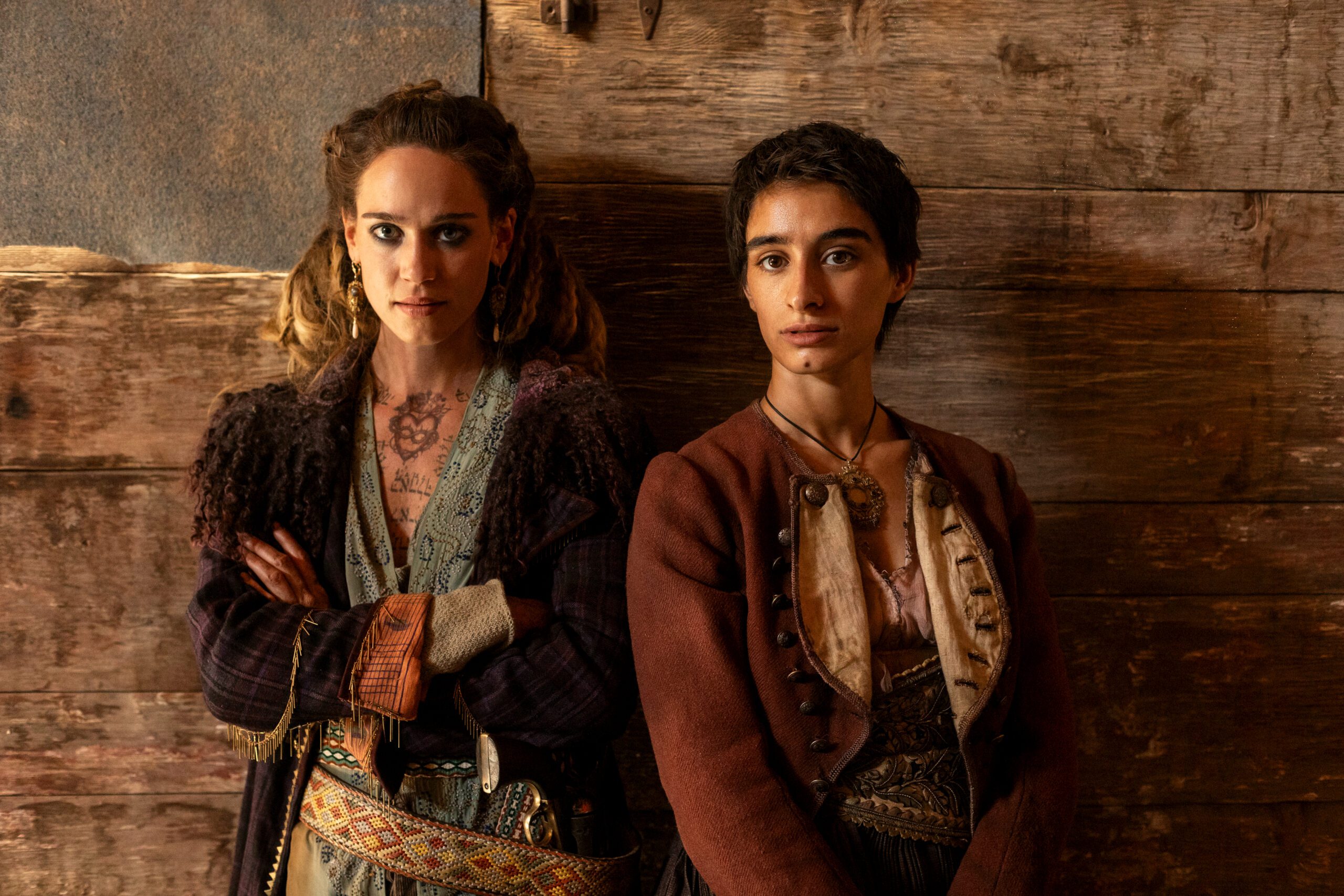 Briganti. (L to R) Matilda Lutz as Michelina, Michela De Rossi as Filomena in episode 106 of Briganti. Cr. Francesco Berardinelli/Netflix © 2023