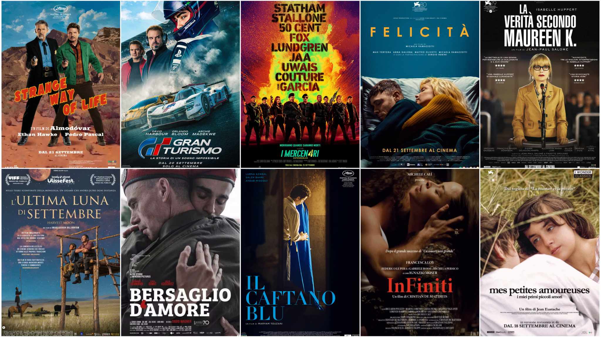 collage poster film in uscita settimana del 18 settembre 2023