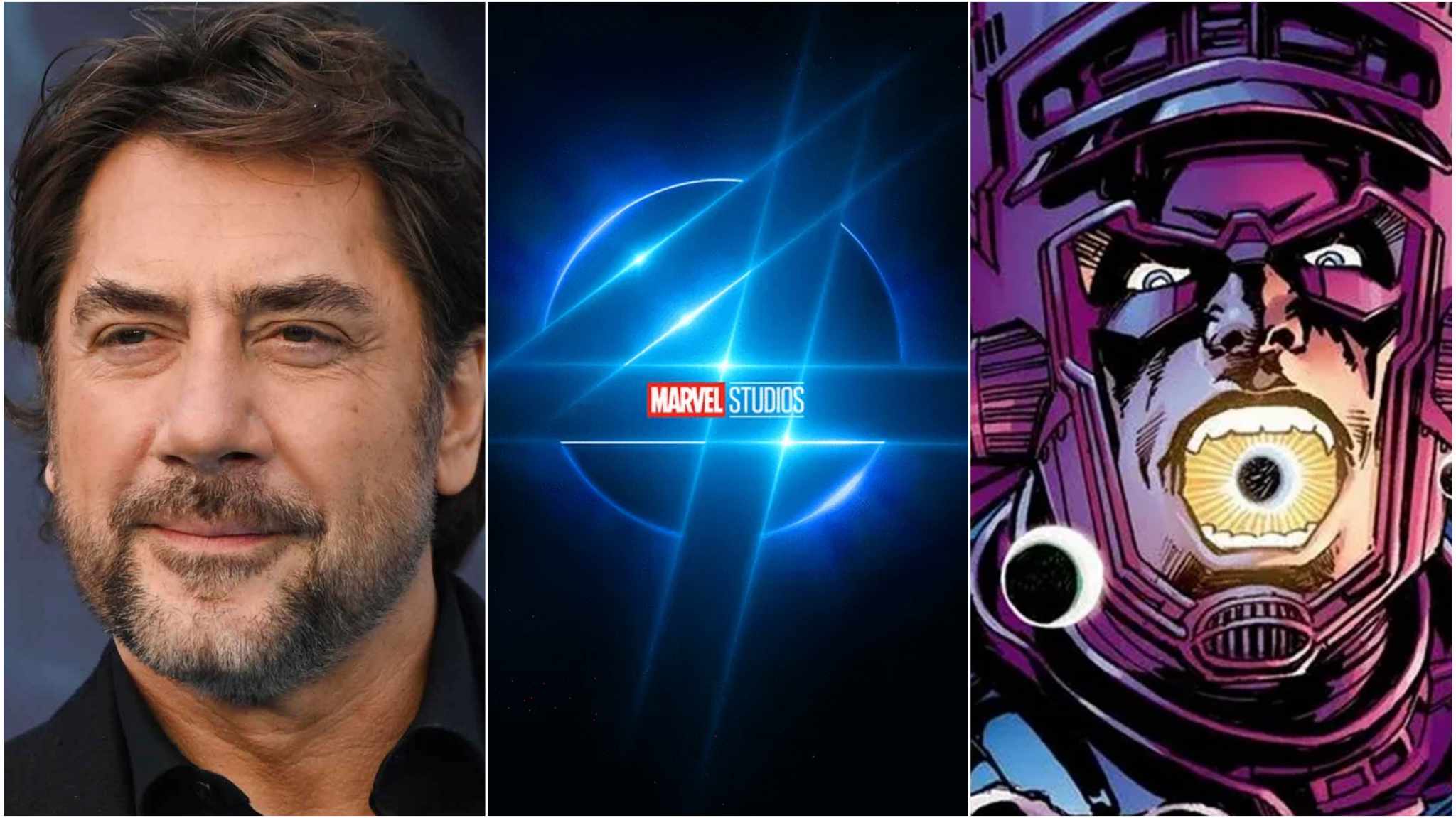 collage immagini javier bardem -logo fantastic four - galactus