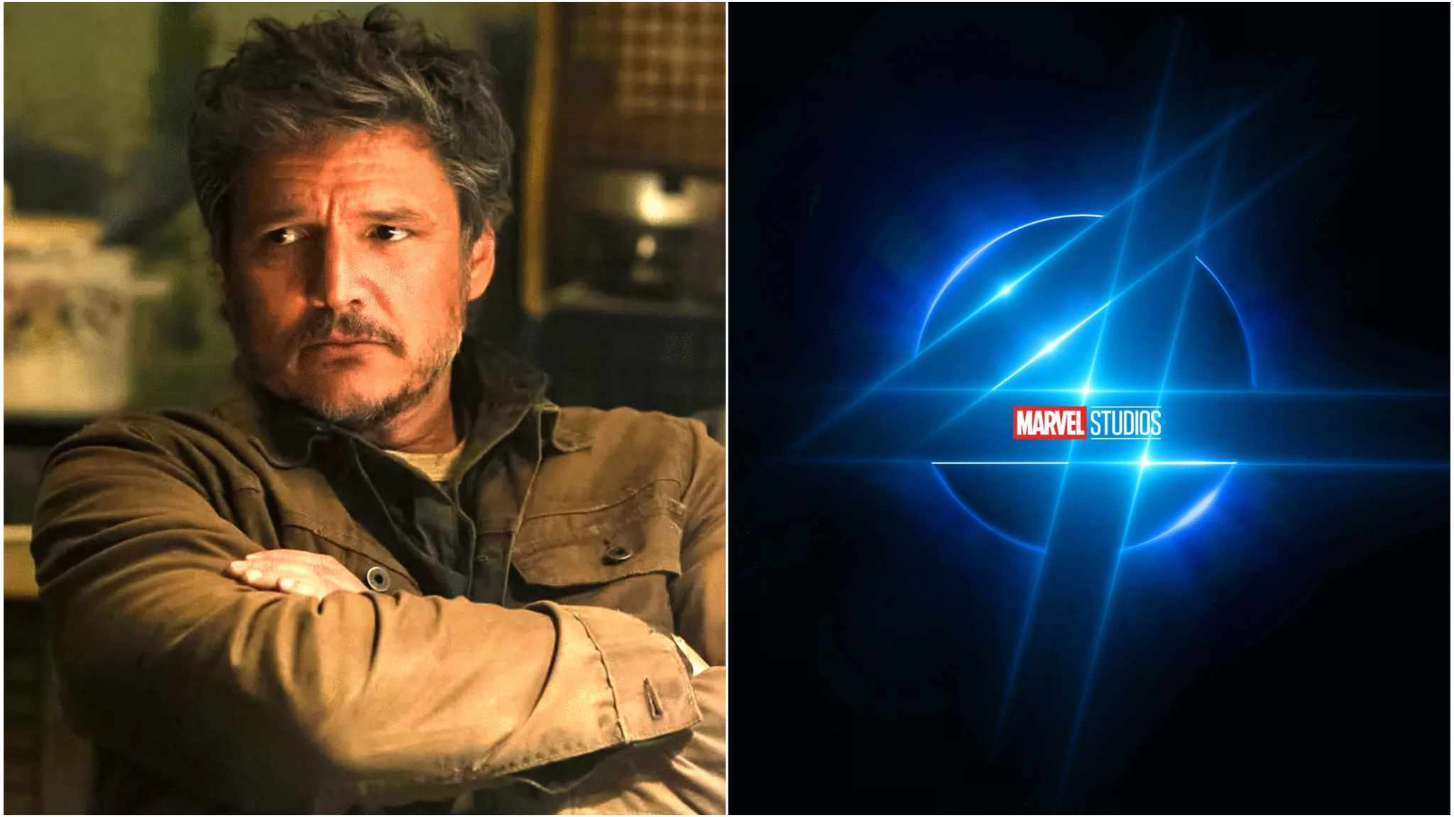 collage immagini Pedro Pascal e logo Fantastic Four Marvel Studios