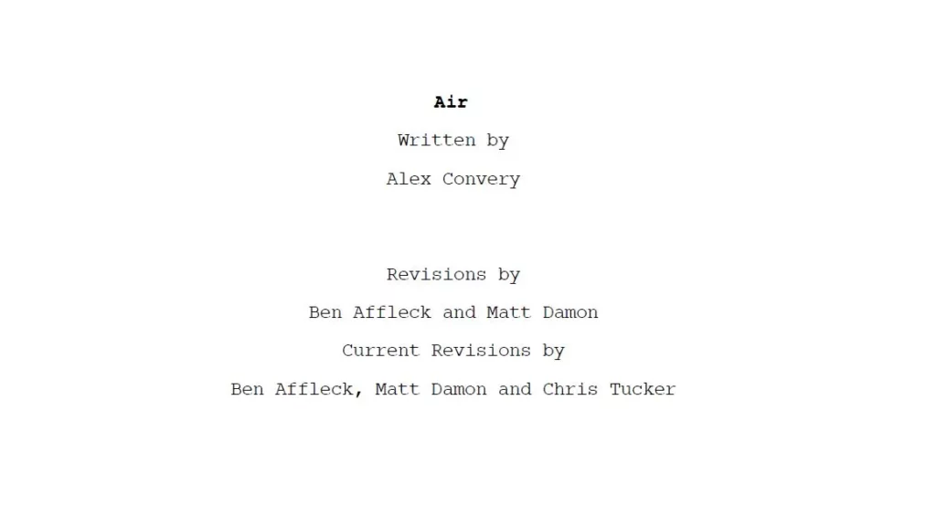 sceneggiatura air la storia del grande salto