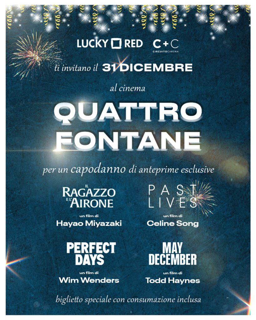 locandina capodanno 2023 al cinema quattro fontane di Roma