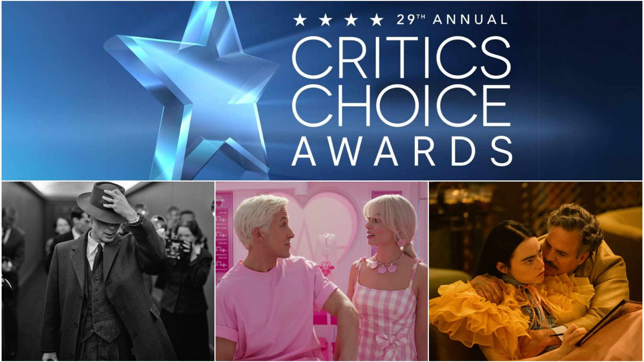 collage immagini logo citics choice awards 2024 e film