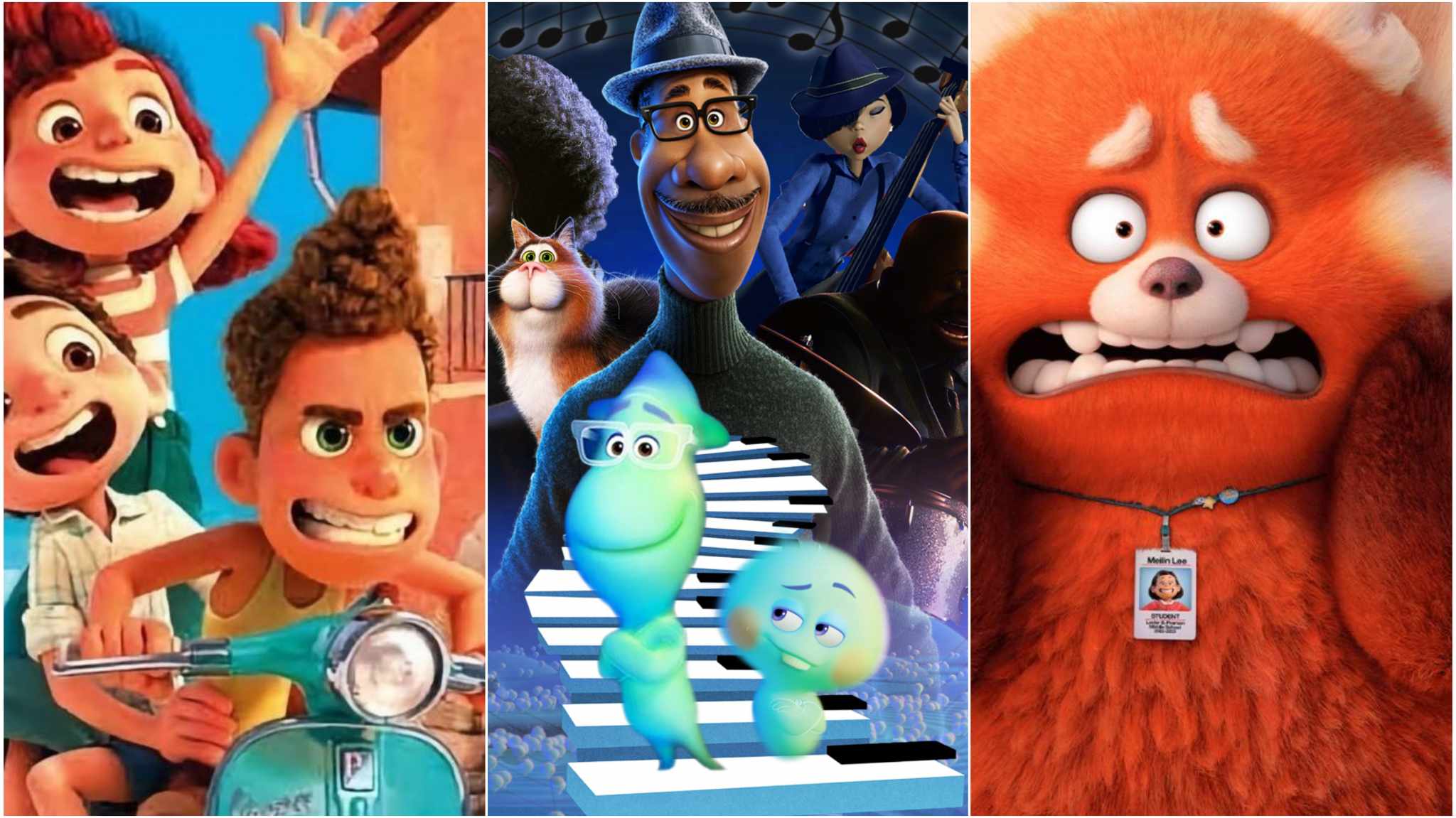 collage immagini animazioni luca, soul e red