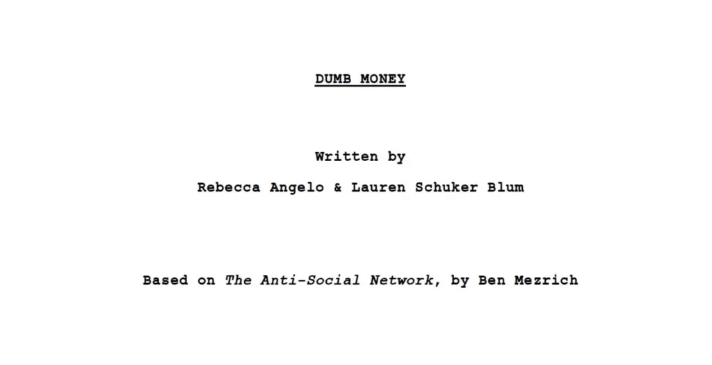 cover sceneggiatura dumb money