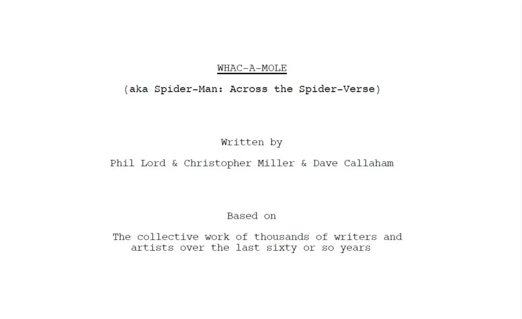 sceneggiatura spider-man: across the spider-verse