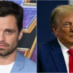 collage immagini Sebastian Stan e Donald Trump