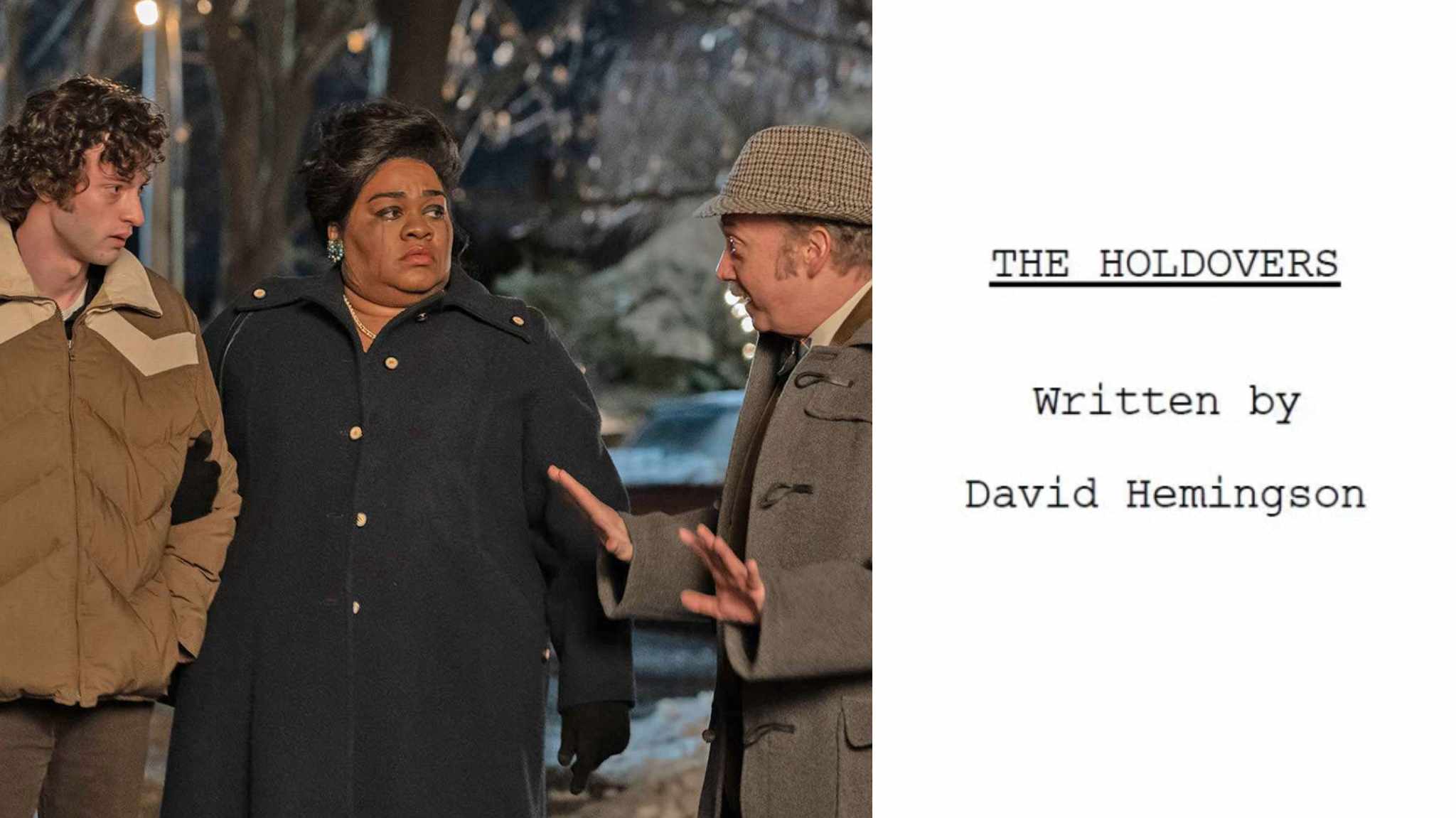 collage immagini e sceneggiatura film the holdovers