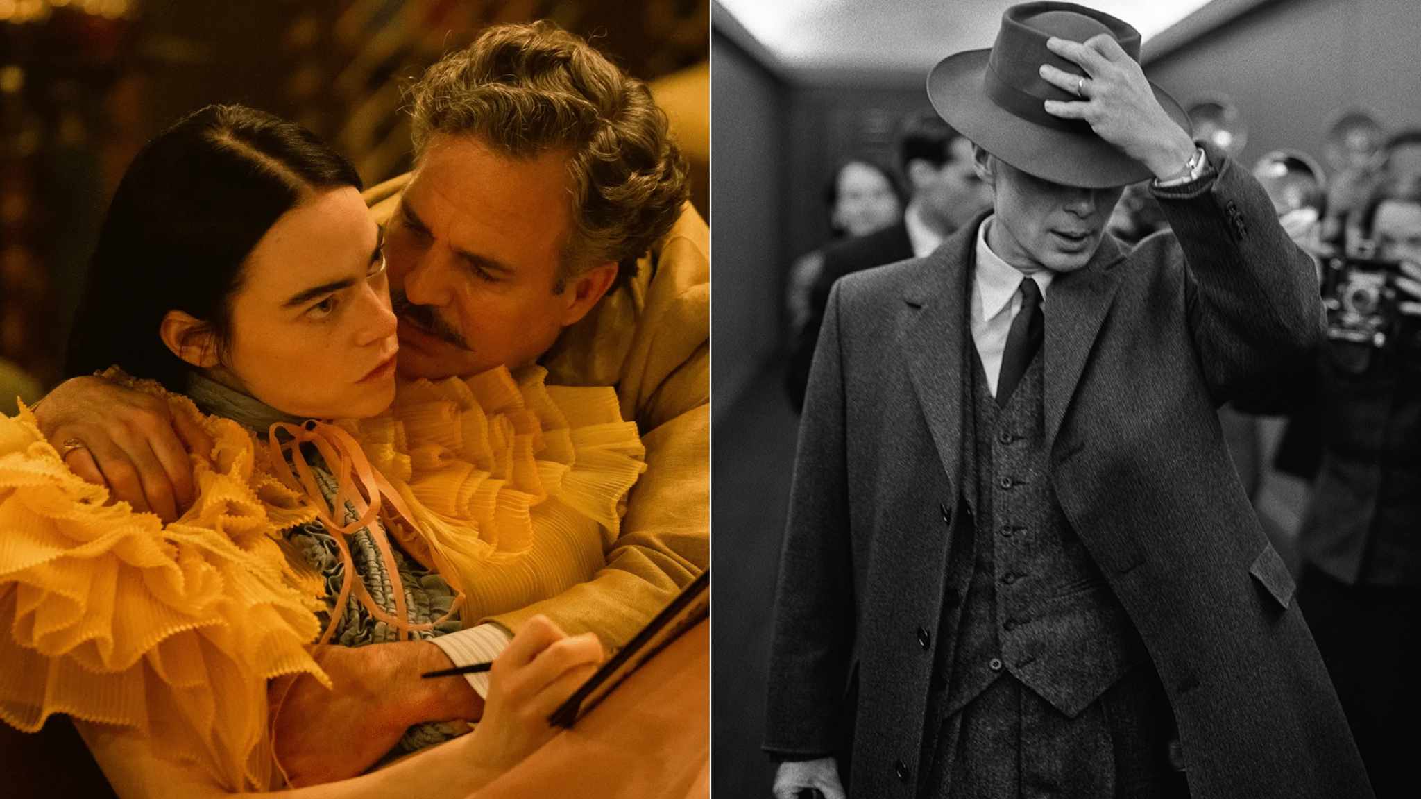 collage immagini poor things e oppenheimer