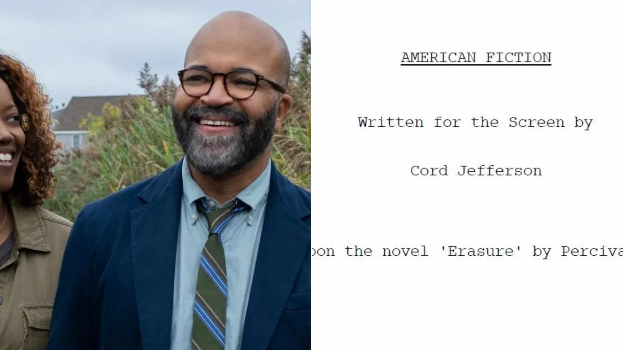 collage immagine film e sceneggiatura American Fiction