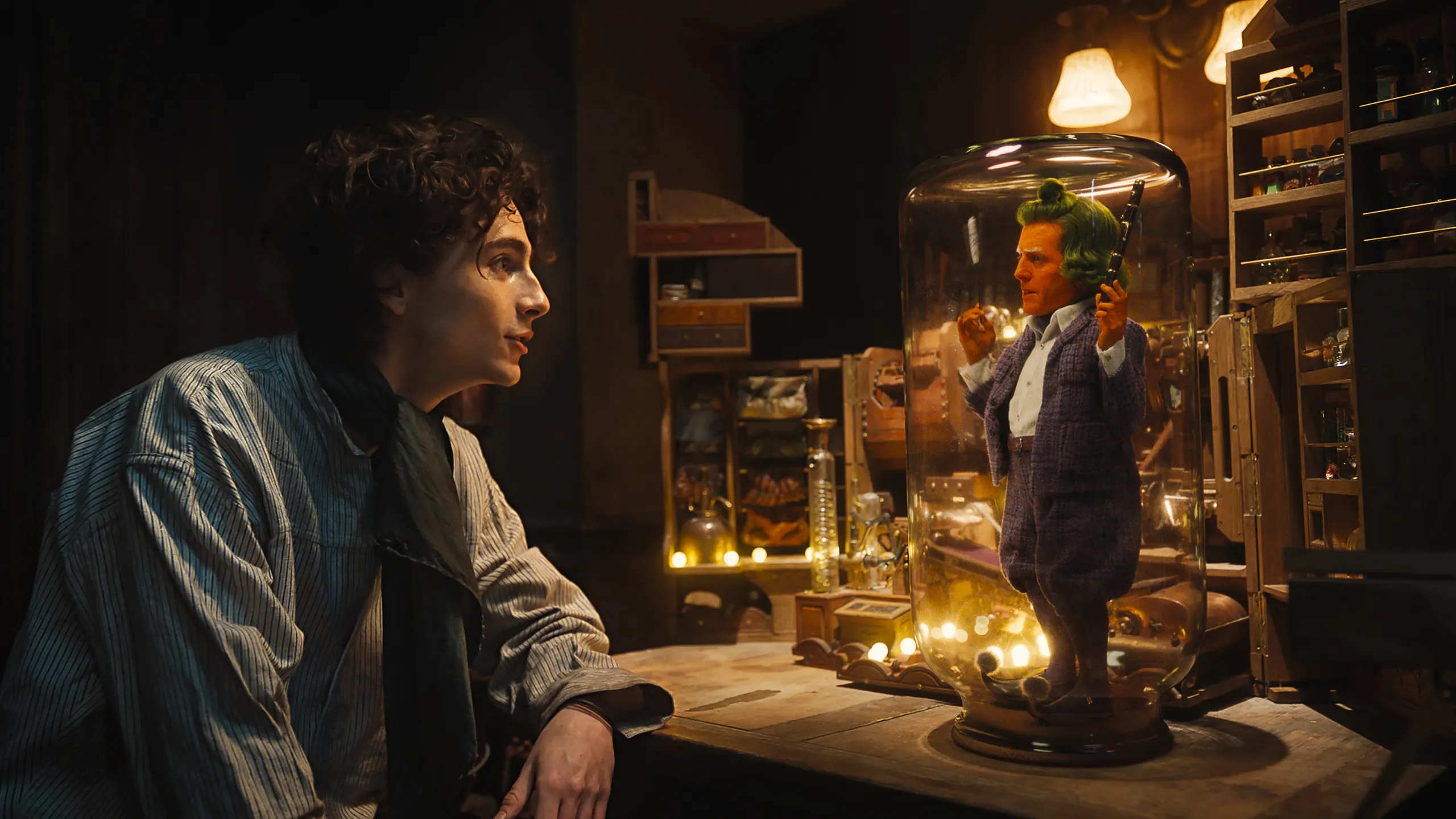 timothée Chalamet Hugh Grant in Wonka