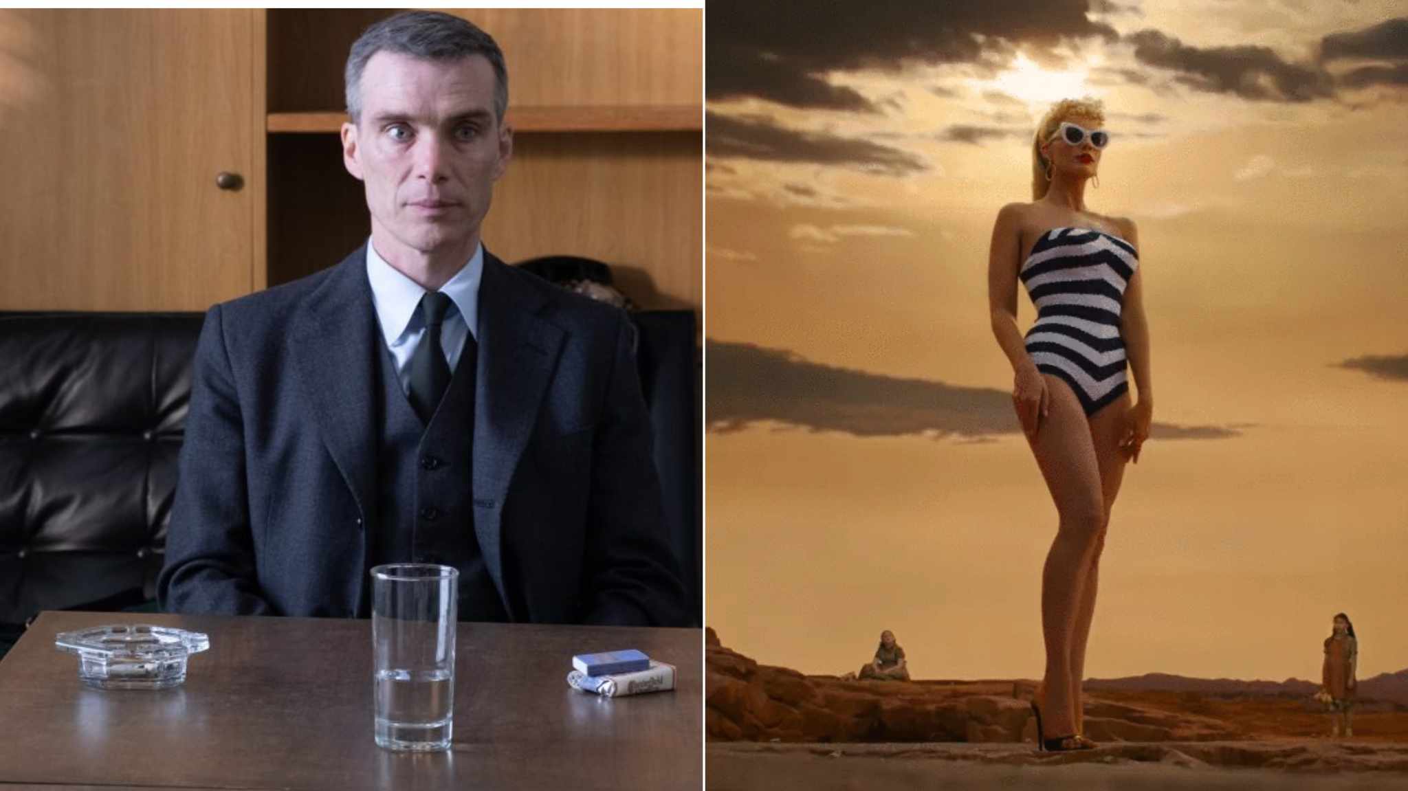 collage immagini film barbie e oppenheimer