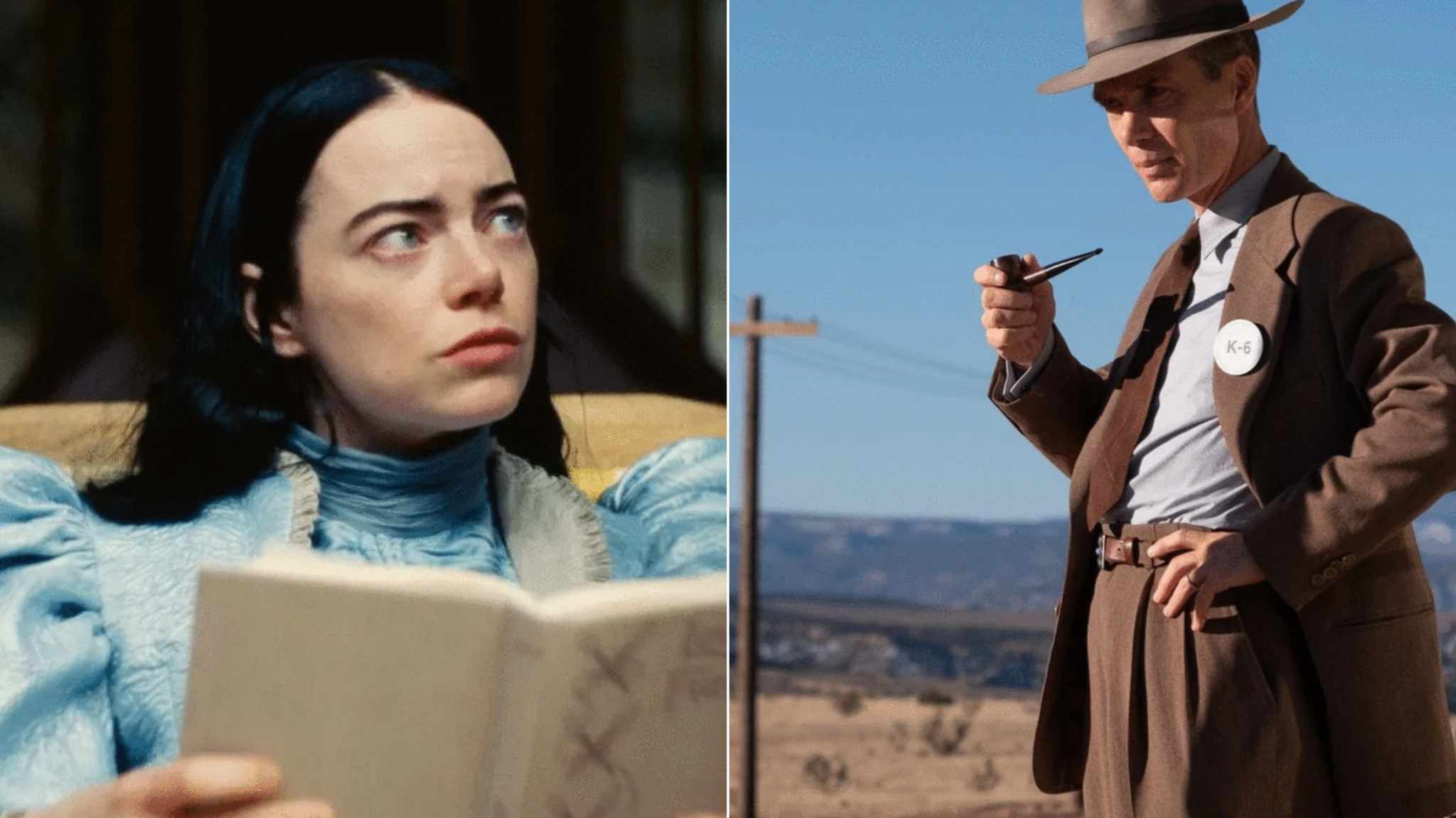 collage immagini poor things e oppenheimer