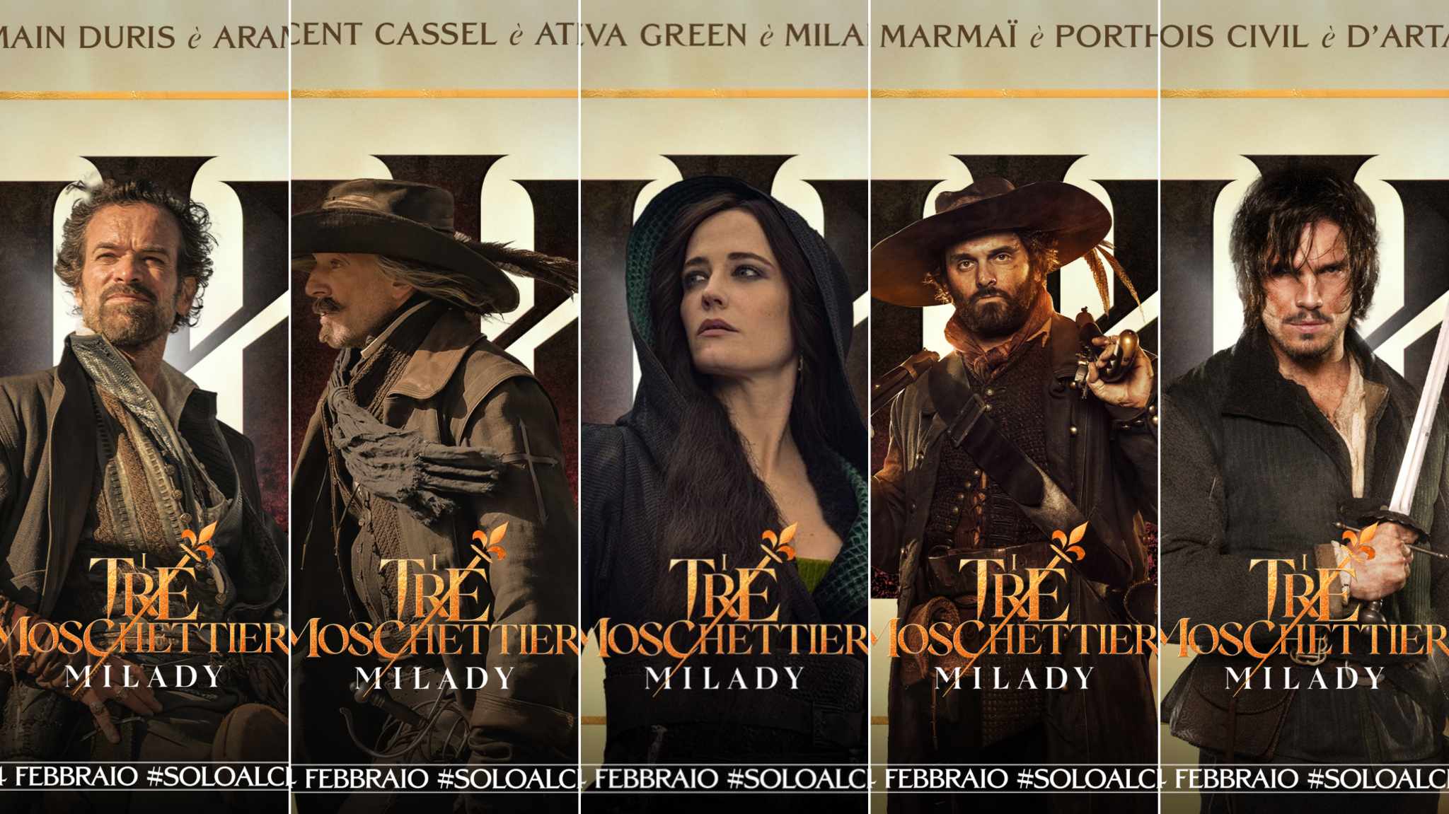 collage character poster i tre moschettieri milady