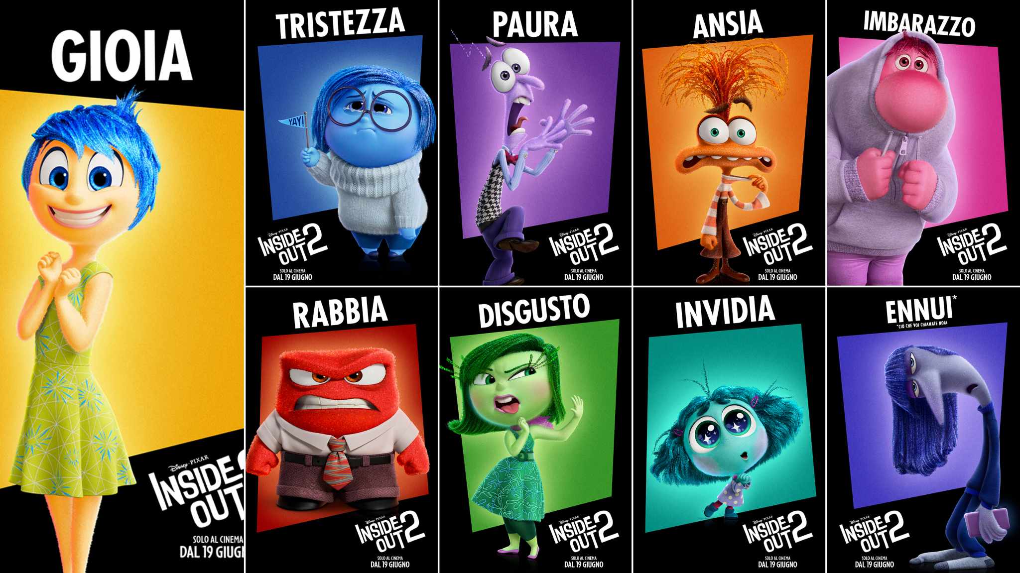 Inside Out 2 i poster italiani dedicati alle vecchie e nuove emozioni