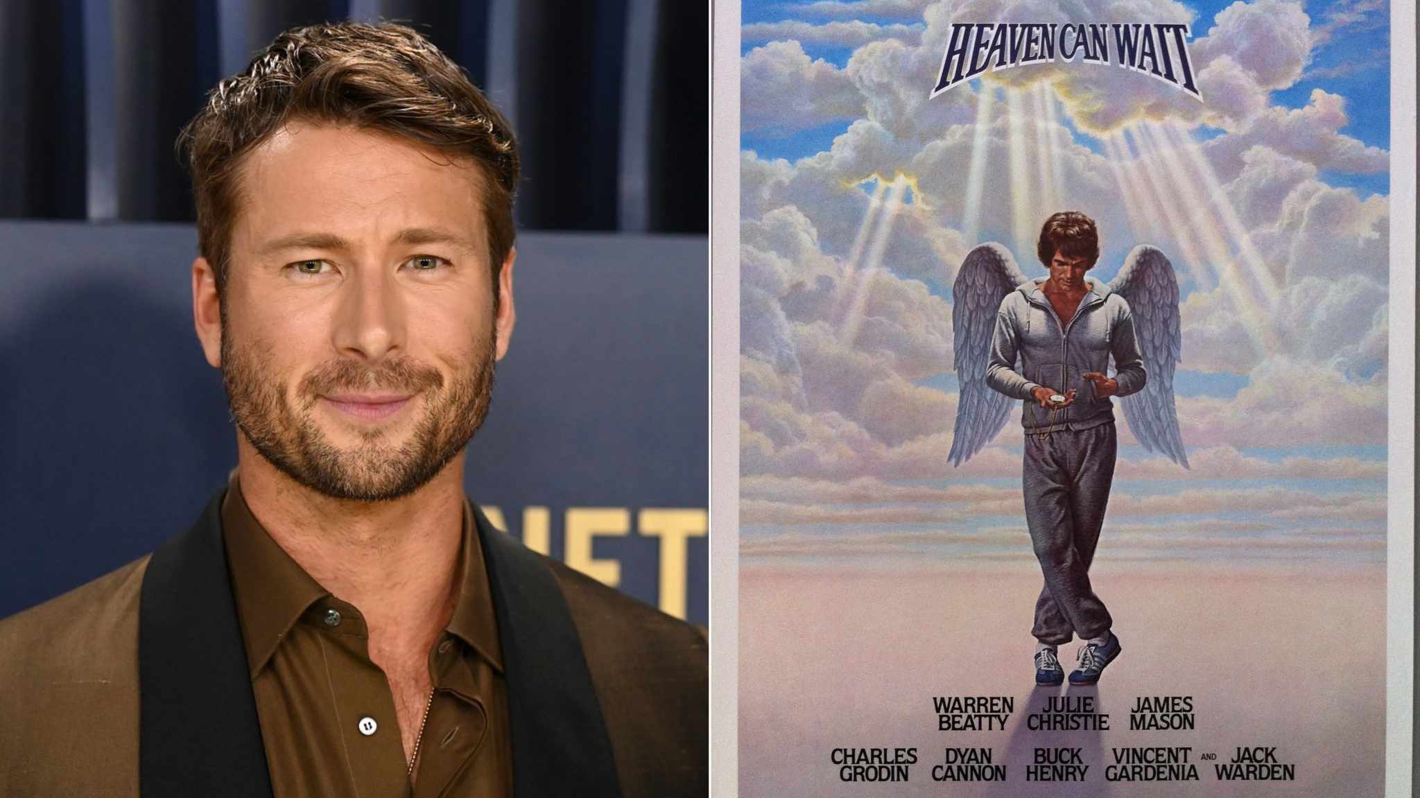 cover glen powell e poster il paradiso può attendere