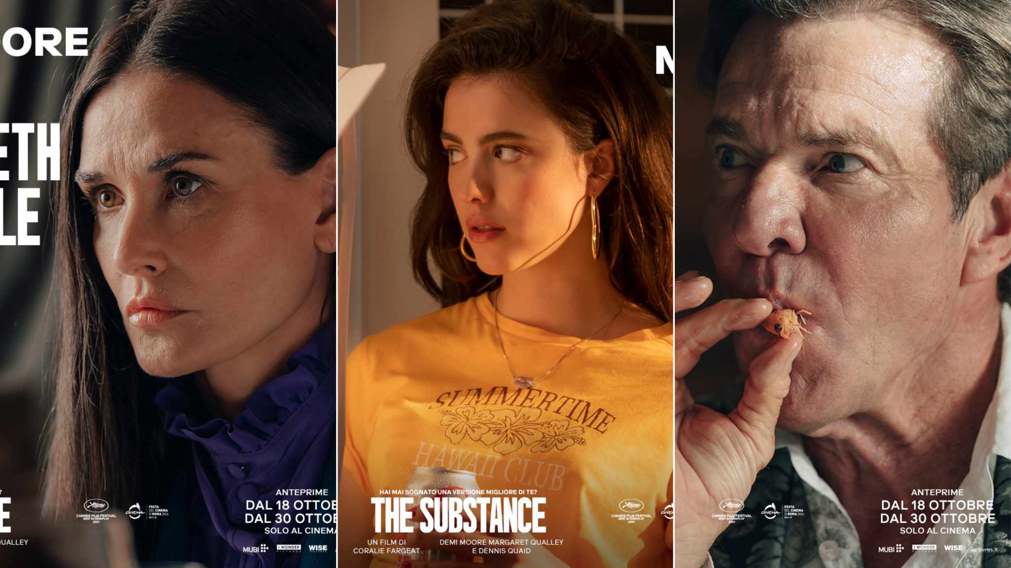 The Substance: i protagonisti ritratti nei character poster italiani