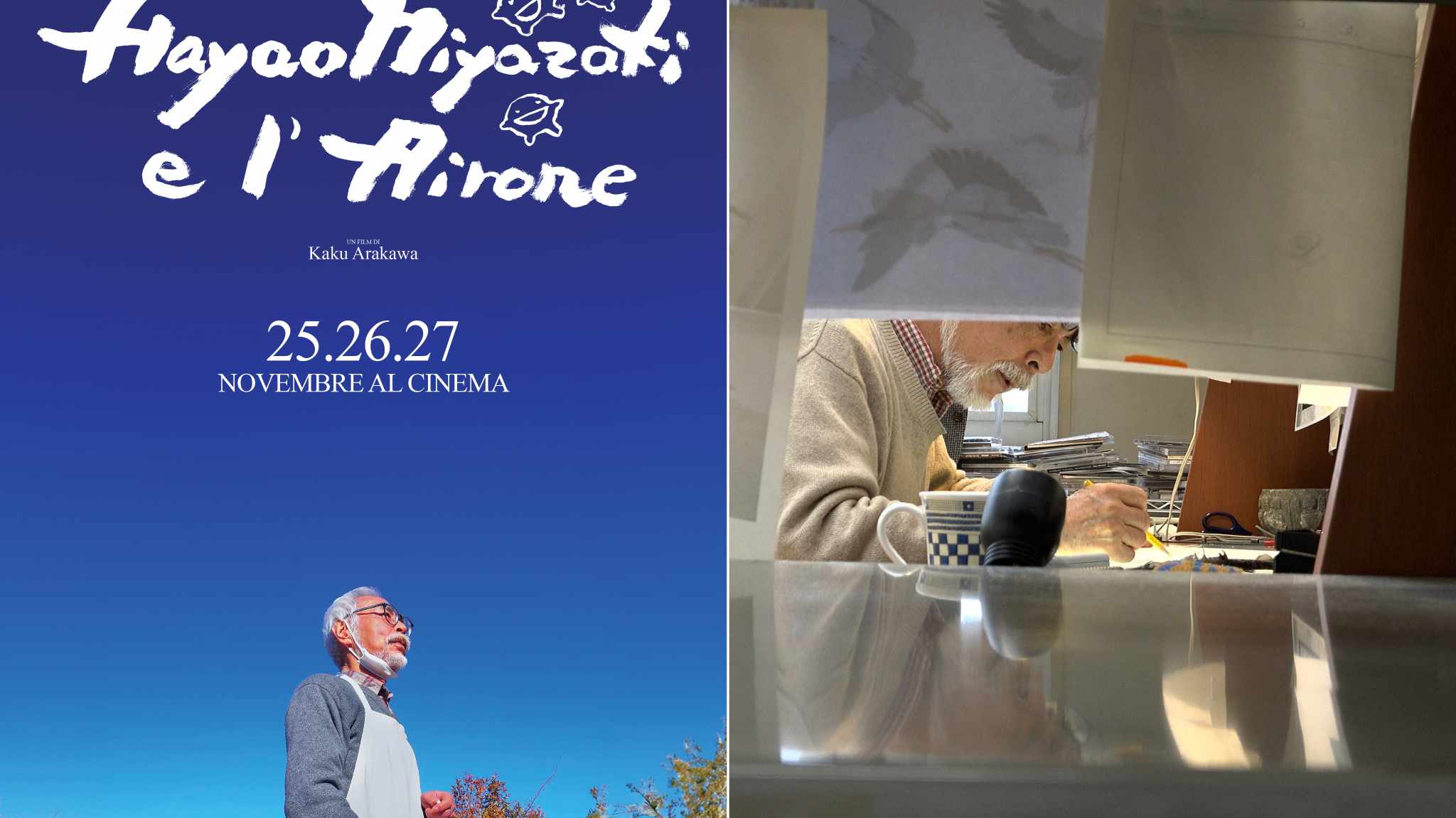 Hayao Miyazaki e l’airone: il trailer e il poster del documentario di Arakawa al cinema il 25, 26, 27 novembre