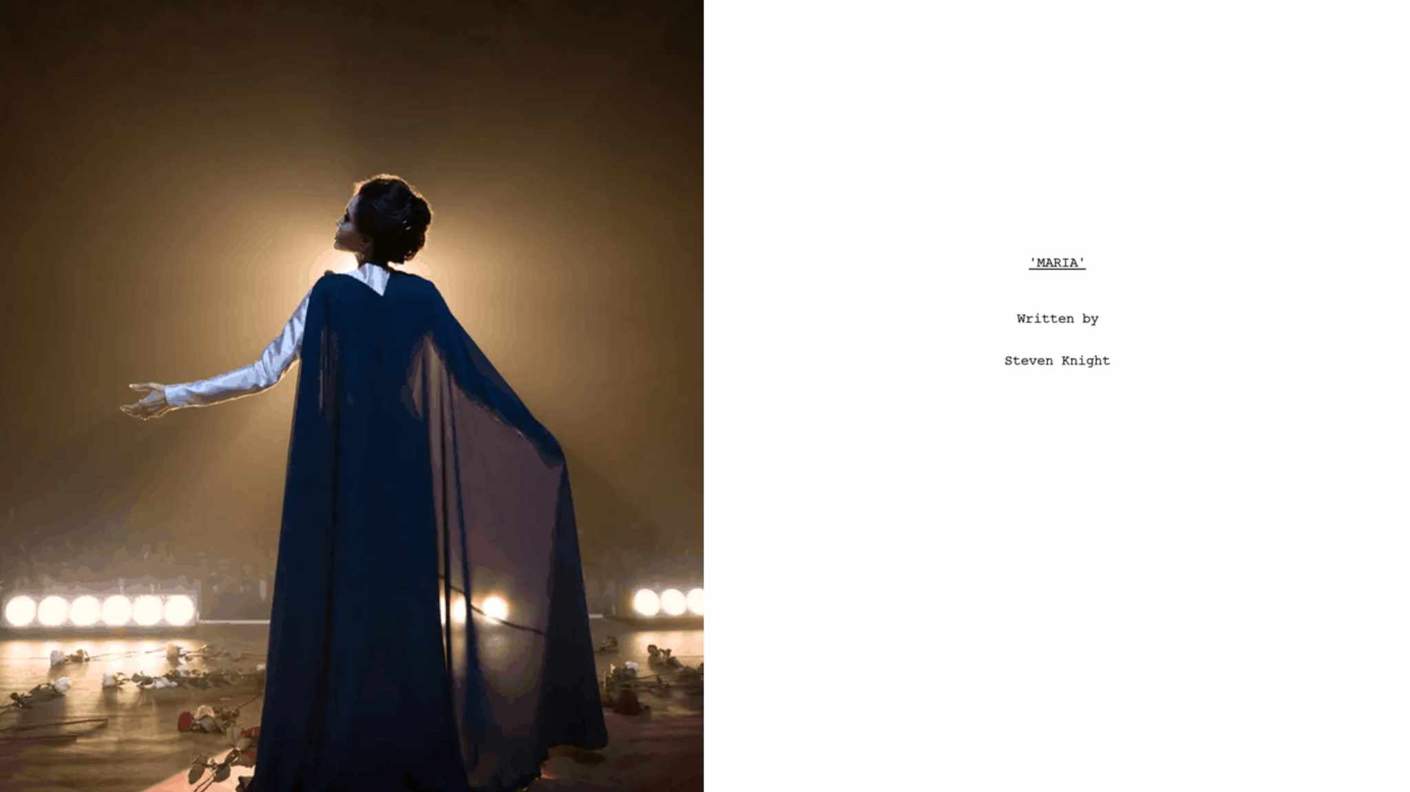 Maria: la sceneggiatura del biopic di Pablo Larrain con Angelina Jolie nei panni di Maria Callas
