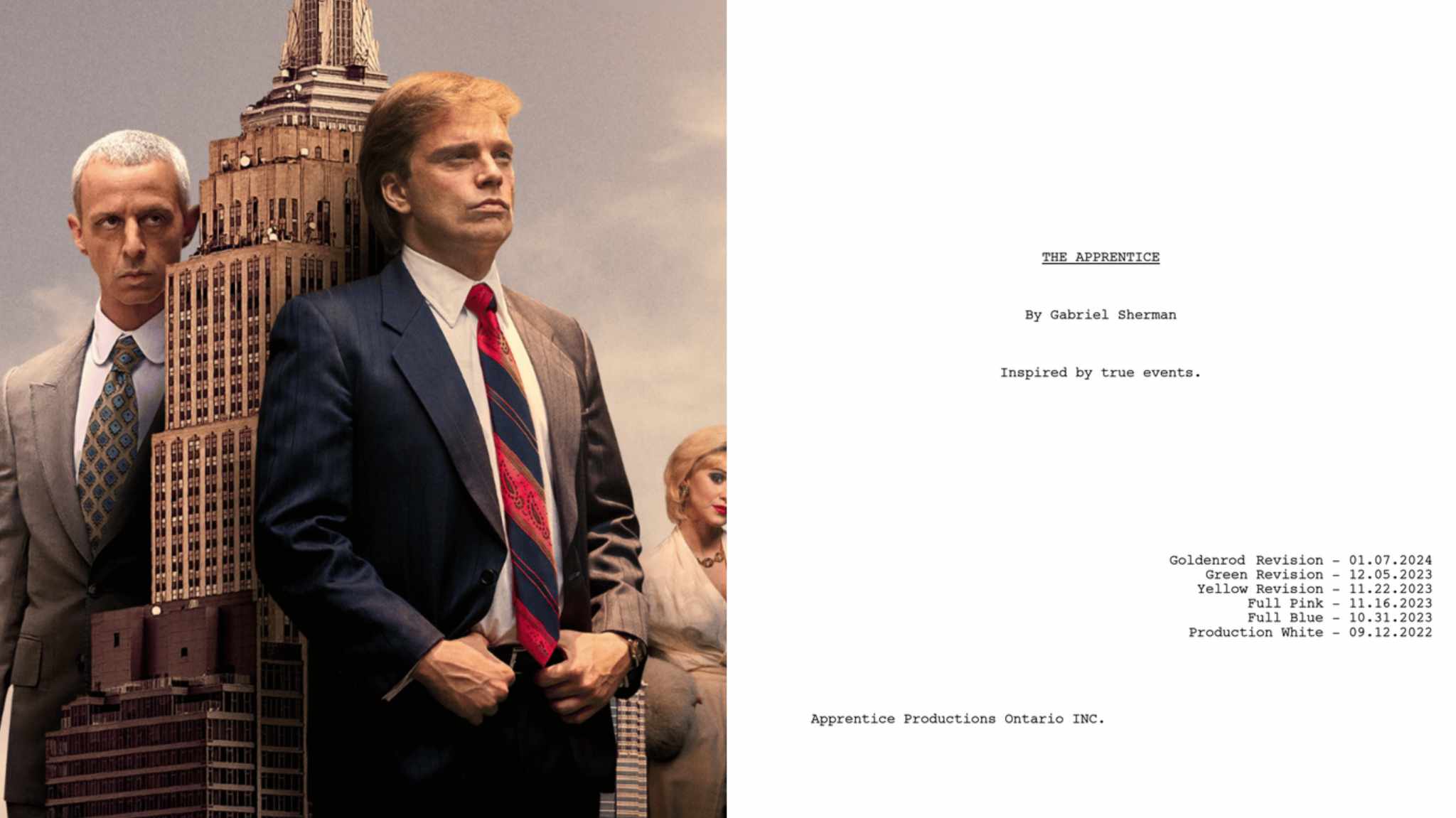 The Apprentice: la sceneggiatura del film che racconta le origini di Donald Trump