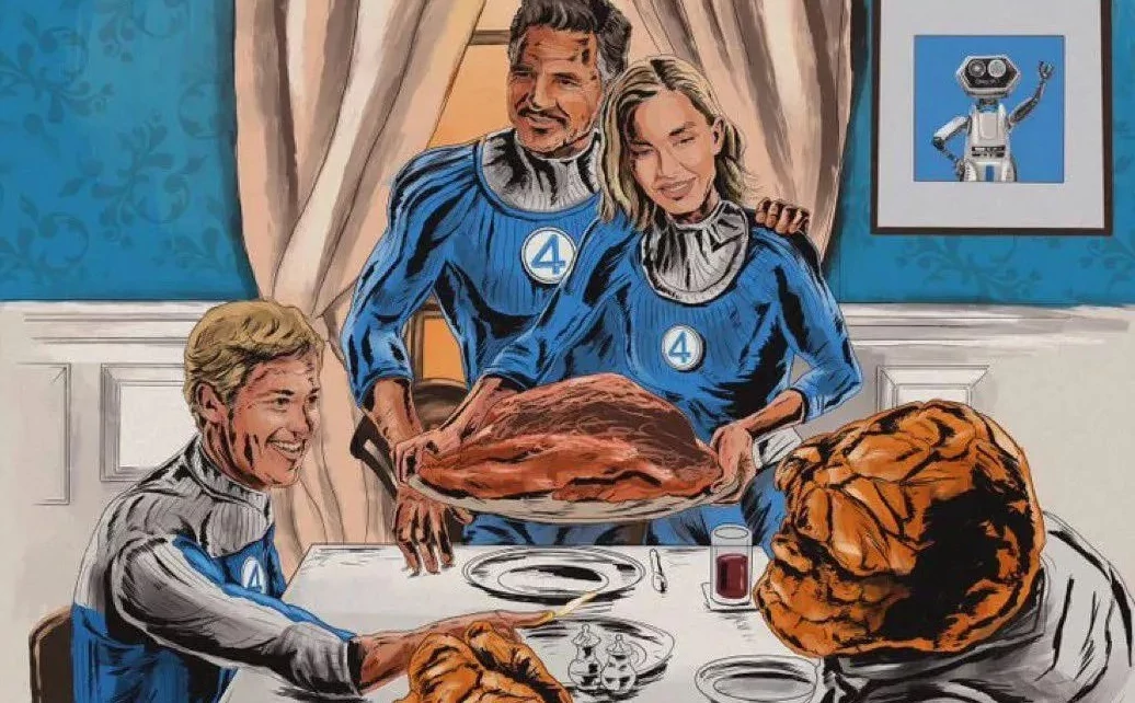 The Fantastic Four: First Steps, Pedro Pascal condivide un poster fan per celebrare il Ringraziamento